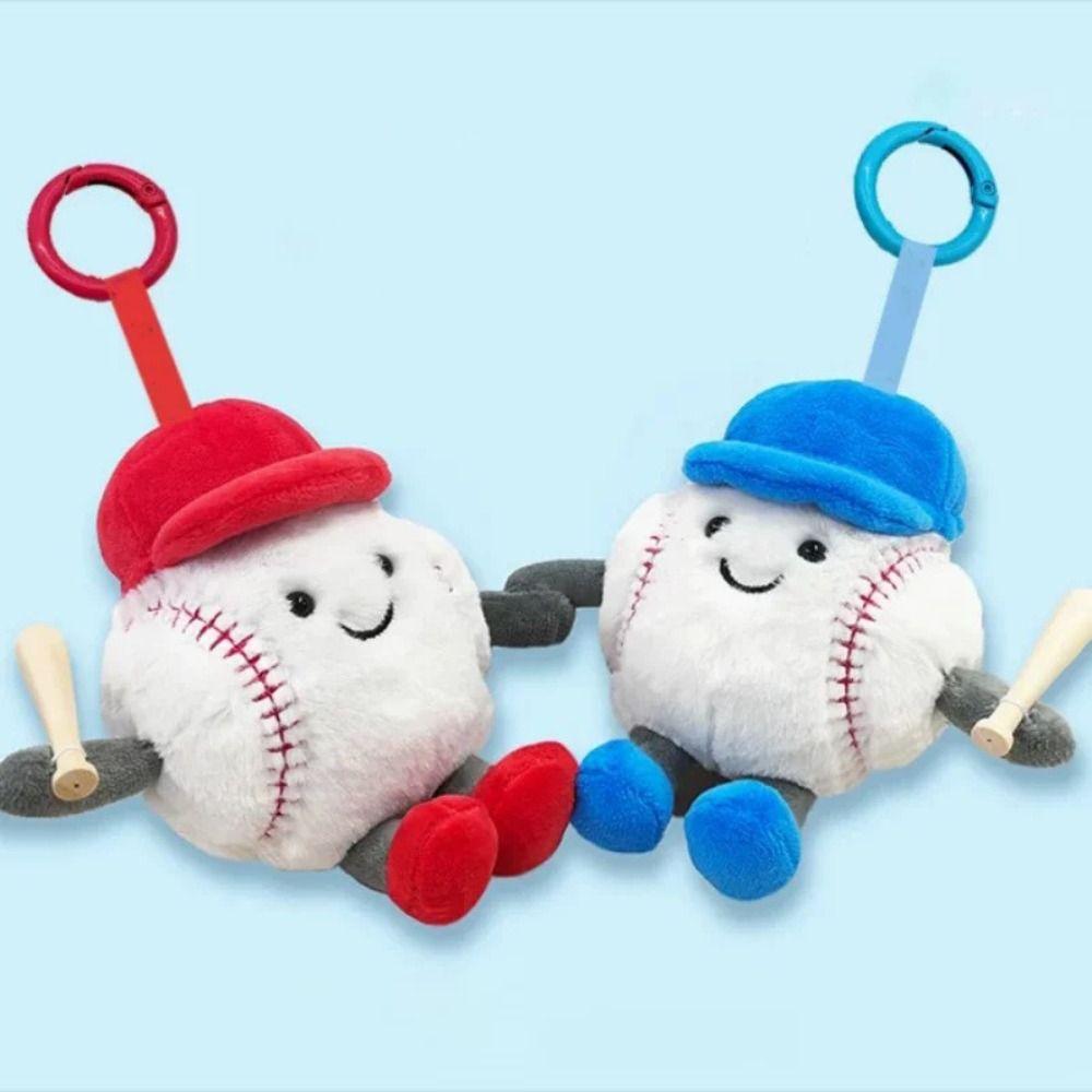 Badminton Baseball Tennis Plush Toys with Feet Smiling Face Expression Ball-type Pendant Children's Dolls Birthday Gifts