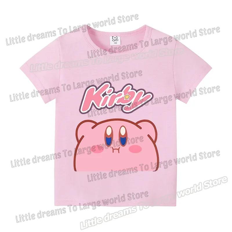Kirby Tričko s krátkým rukávem Kluci Dívky Topy Oblečení Kreslené Bavlněné Tričko Roztomilé Anime Ležérní Oblečení Tričko Móda Y2K Tričko Dárek