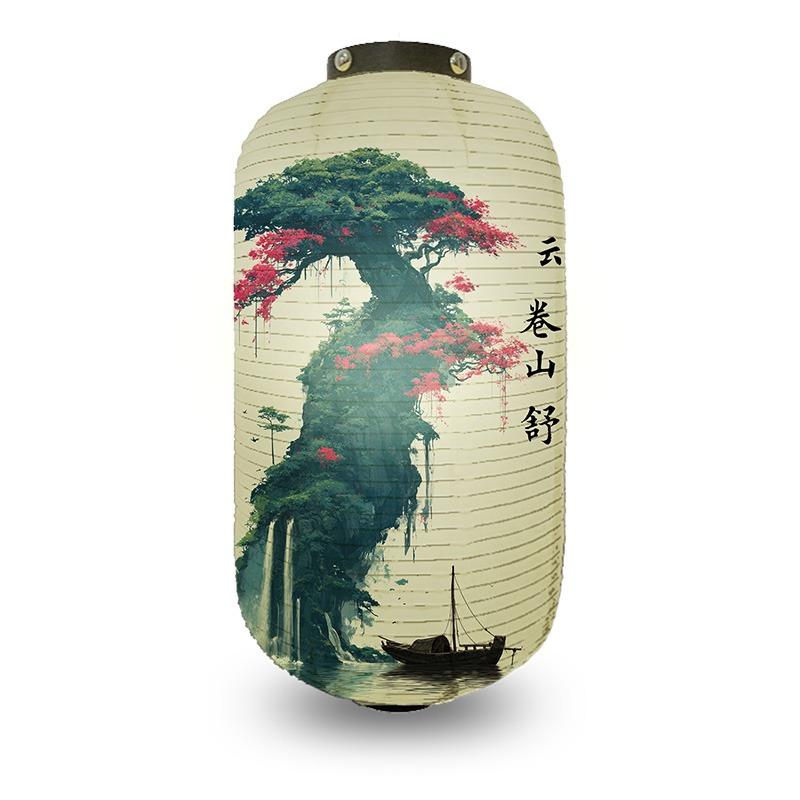 Chinese Pine Tree Scenery Pattern Lantern Outdoor Traditional Cylinder Lantern Wedding New Year Festival Decoration Lantern