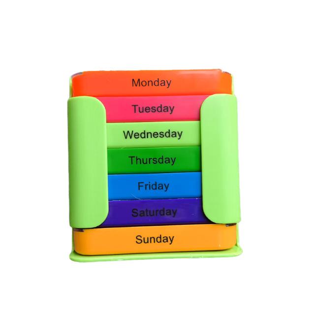 

7-layer Multi-compartment Pill Storage Box, Weekly Medicine Box, Colorful 7 Layers, Suitable for Home Storage and Travel зелений