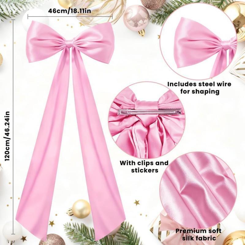 Large Christmas Tree Topper Bow Ornament DIY Ribbon Decor Holiday Home Decoration Wine Red Pink