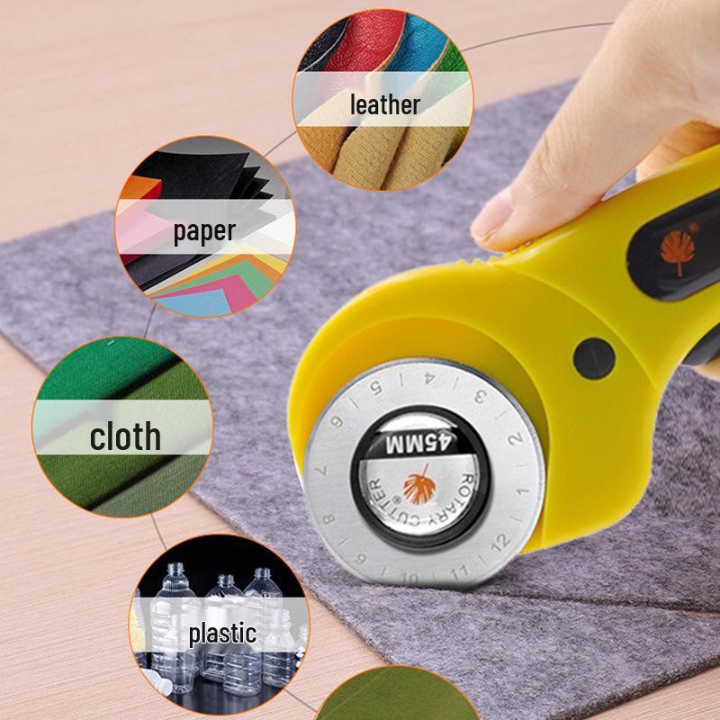 45mm Rotary Leather Cutter with Blades and Rubber Handle