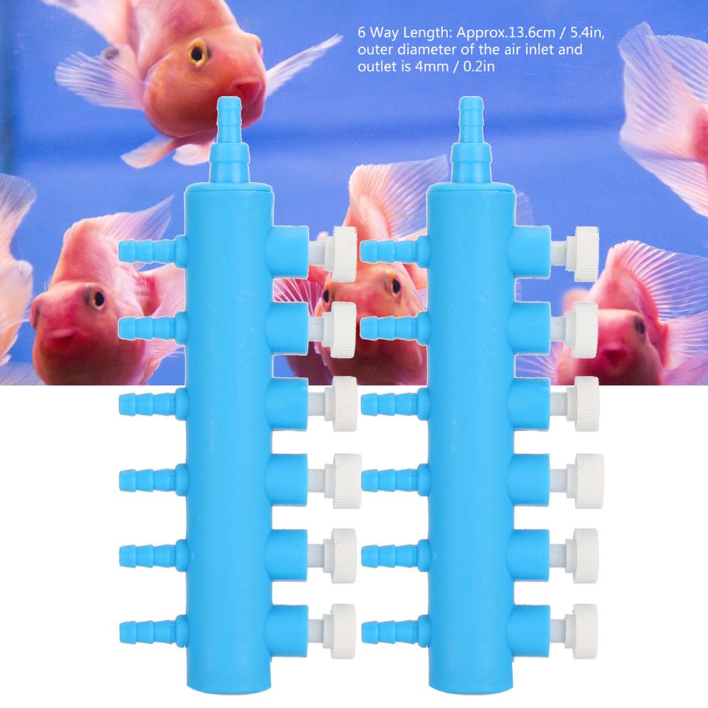 2pcs Fish Tank Air Splitter Air Pipe Distributor Aquarium Oxygen Pump Adapter Accessory6 Way