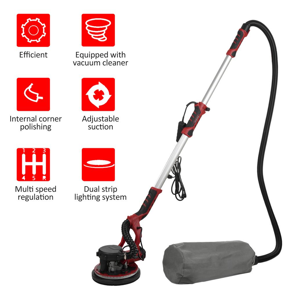 1390W Electric Sander with 20 Pcs Sanding Discs 5 Variable Speed 900-2800 RPM Wall Sander with Extendable Handle LED Light