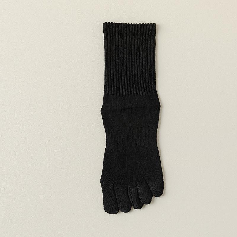 Women's Spring and Autumn Pure Cotton Anti Pilling Boneless Mid Calf Five Finger Socks