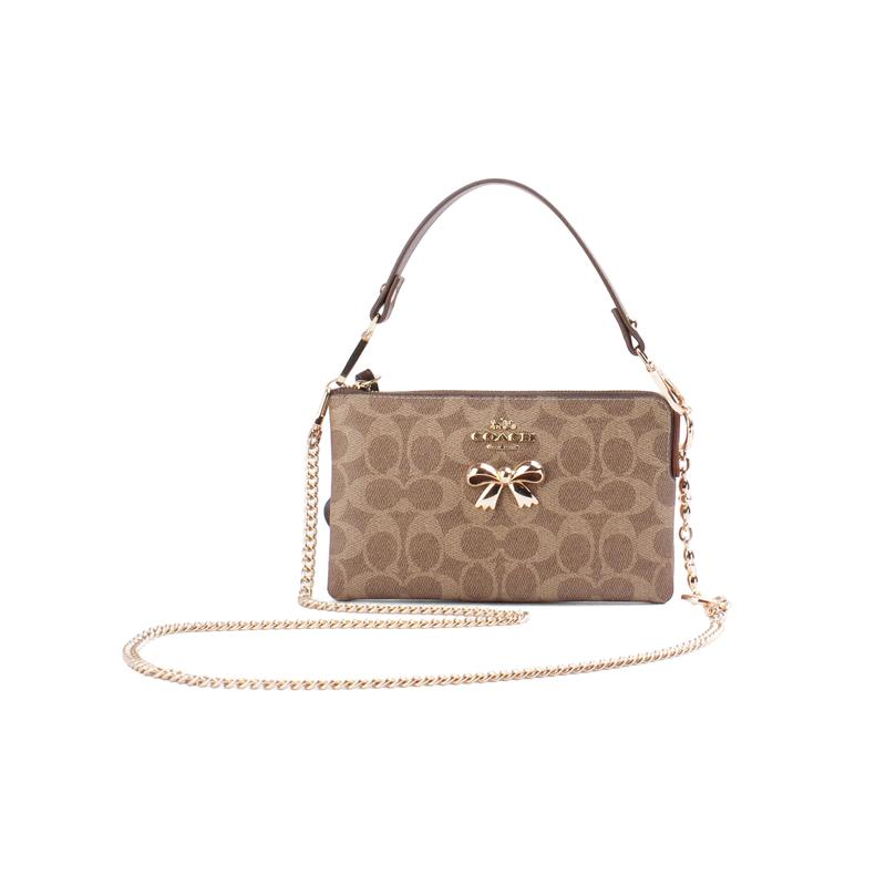 

COACH clutch bag [Customized bag] 19 Bear hugging clouds, Ding Duo, plush doll, bear decoration, fashionable and versatile, simple honey butterfly коричневый
