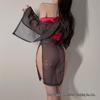 Vintage Lace See-Through Lingerie with Tie-Up Bib - Hanfu Nightgown and Sleep Skirt