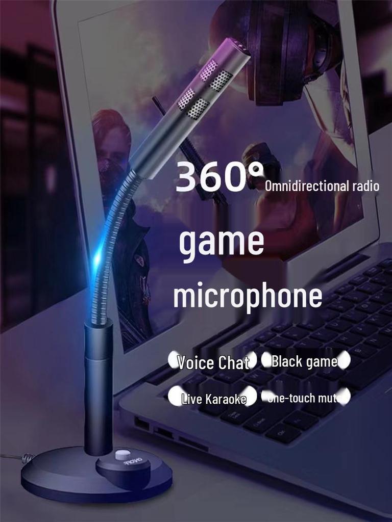 Omnidirectional Noise-Cancelling Desktop Microphone for Gaming, Streaming, Recording, and Meetings