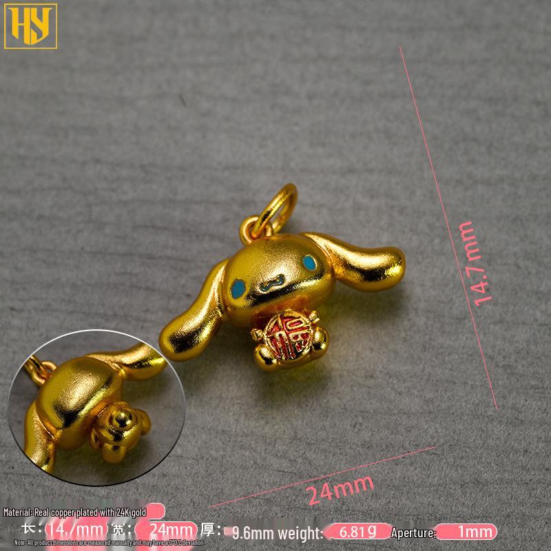 24k Vergoldete Cartoon Kuromi & Cinnamoroll Anhänger Halskette für DIY Schmuck