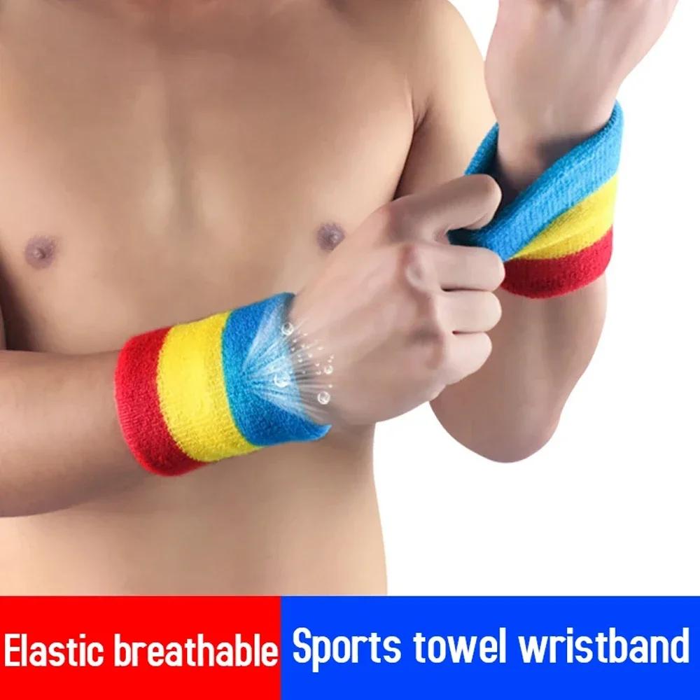 1 Pair Wrist Sweatbands for Men   Women, Moisture Wicking Thick Cotton Bands for Working Out, Gymnastics, Basketball, Football