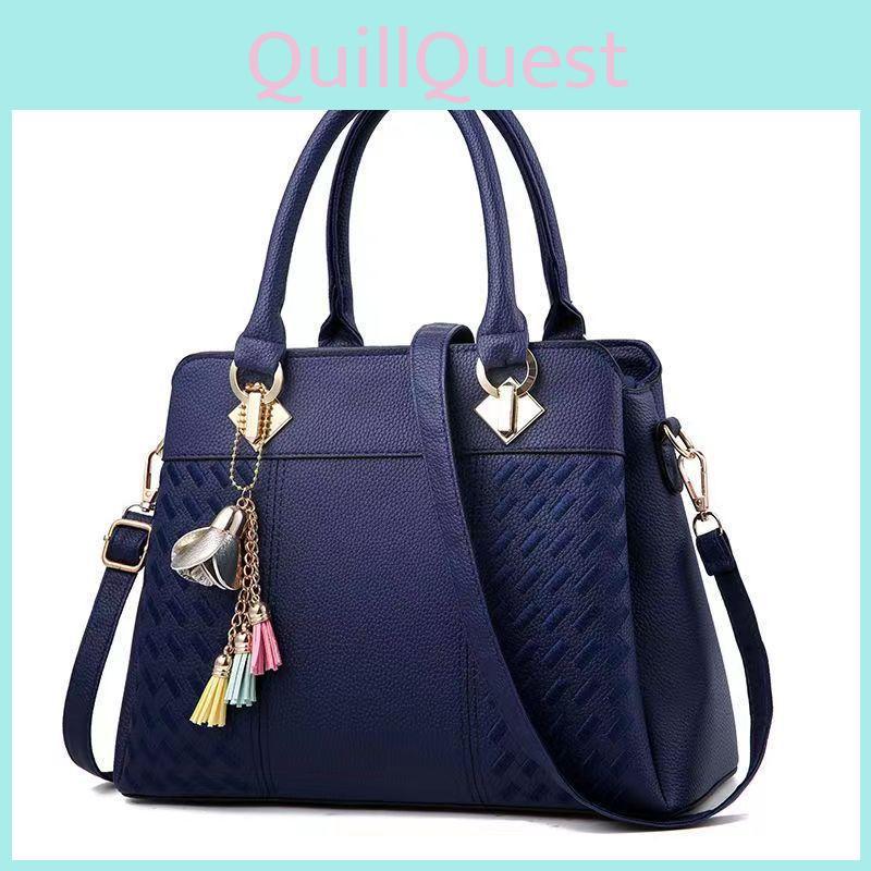 Stylish New Women's Shoulder Bucket Bag Modern Versatile Tote Handbag In Black And Blue