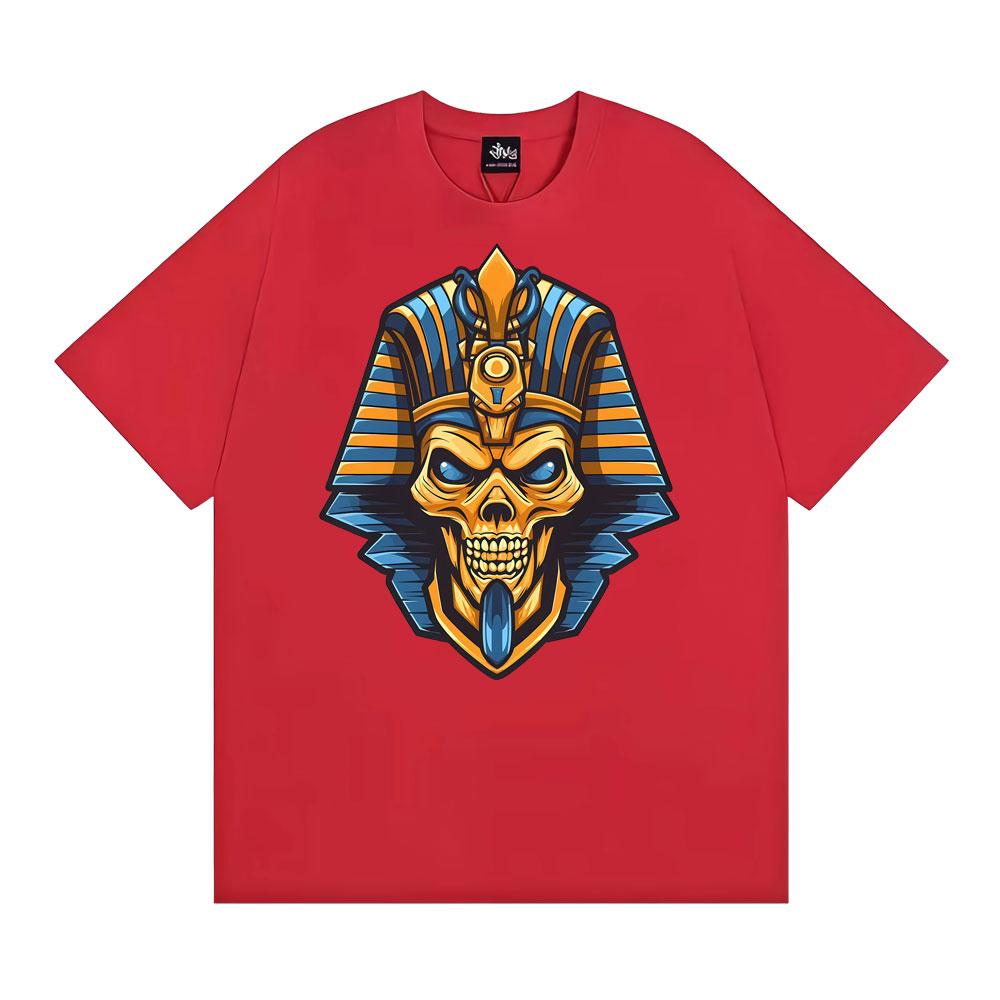 

Curse of The King Egyptian Pharaoh Skull Print Tee Shirt Unisex WOMEN Vintage Fashion Humor Oversized Tshirts Short Sleeve Tshirt S
