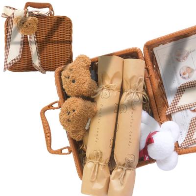 Windel-Teddybär Schnullerhalter, Babyparty-Geschenk für Jungen 1-7 Monate (4kg-8kg), Moony Natural Windel-Kuchen, Bio-Baumwolle, Windel-Süßigkeiten für Neugeborene