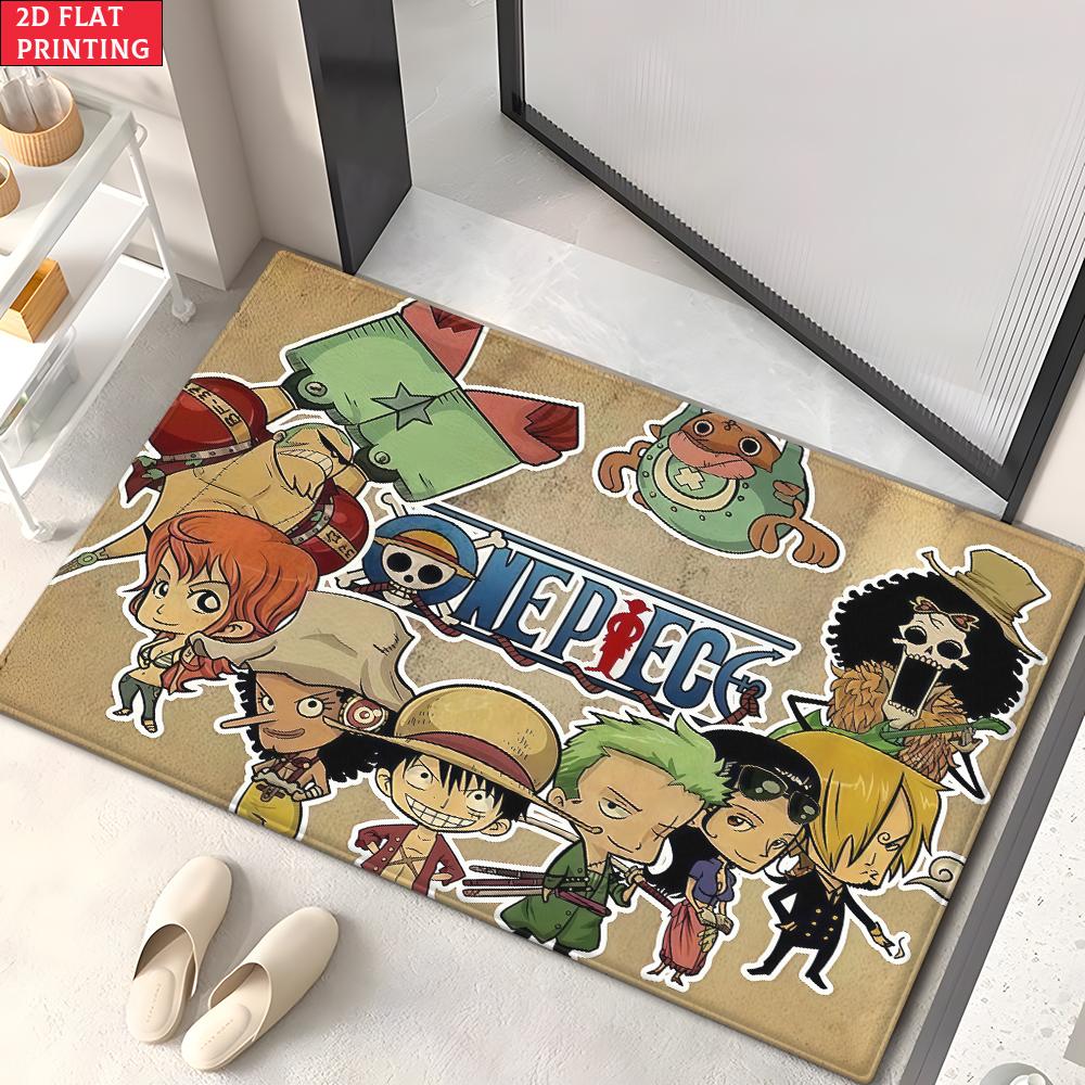 Anime Straw Hat Crew Doormat, Cartoon Pirate Non-slip Floor Mat, Decorative Entrance Rug for Home Living Room Bedroom Game Room