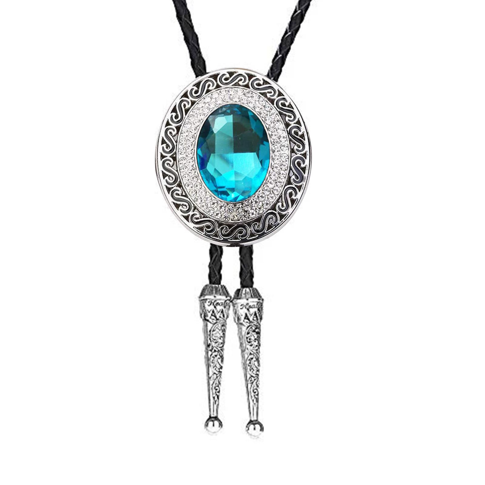 

Винтажный западный ковбойский галстук-боло Кристальный галстук Панк Круглой формы Ожерелье Аксессуар для костюма Американский галстук-бола Западный небесно-голубой