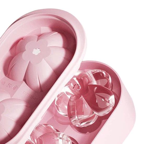 Stampo per Cubetti di Ghiaccio in Silicone a Forma di Fiore di Ciliegio con Coperchio Rilascio Facile Impilabile Salvaspazio per Congelatore Fai-da-Te per Whiskey Cocktail