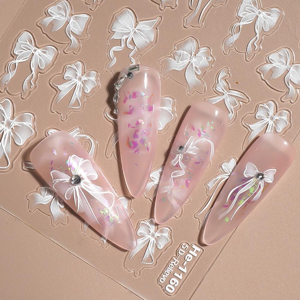 Redanco 5D Embossed Bow Nail Stickers - He-1167