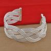 Women Vintage Woven Bracelet Silver Plated Copper Bangle Girls Ethnic Style Wristband Wrist Jewelry