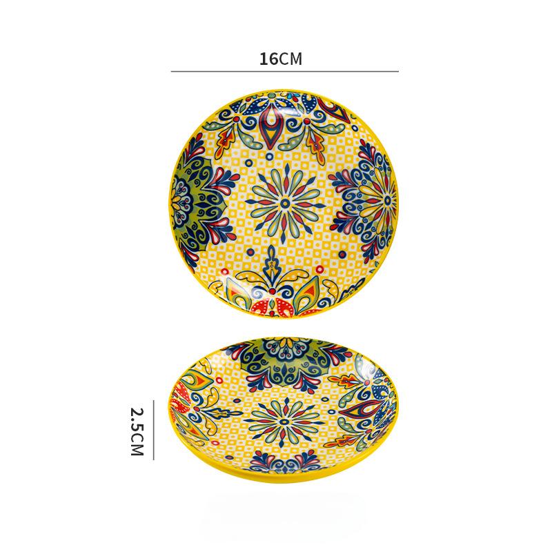16cm Ceramic Plate Household Small Plate Fruit Plate Dessert Plate Flat Plate Bone Spit Plate
