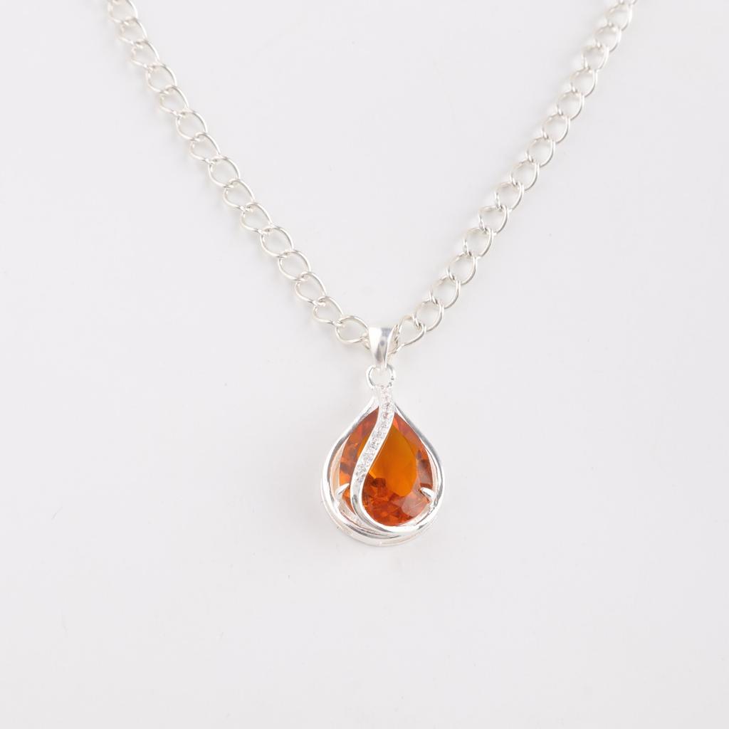 Yellow Citrine Gemstone 925 Sterling Silver Jewelry Fashionable Zircon Pendant CZP-7-15