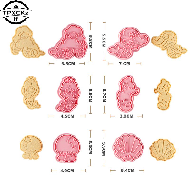 Mermaid Shell Seahorse Cookie Cutters Cartoon 3d Biscuit Mold Cake Mold Cookie Cutter Baking Cookie Stamp Set For Kids Birthday