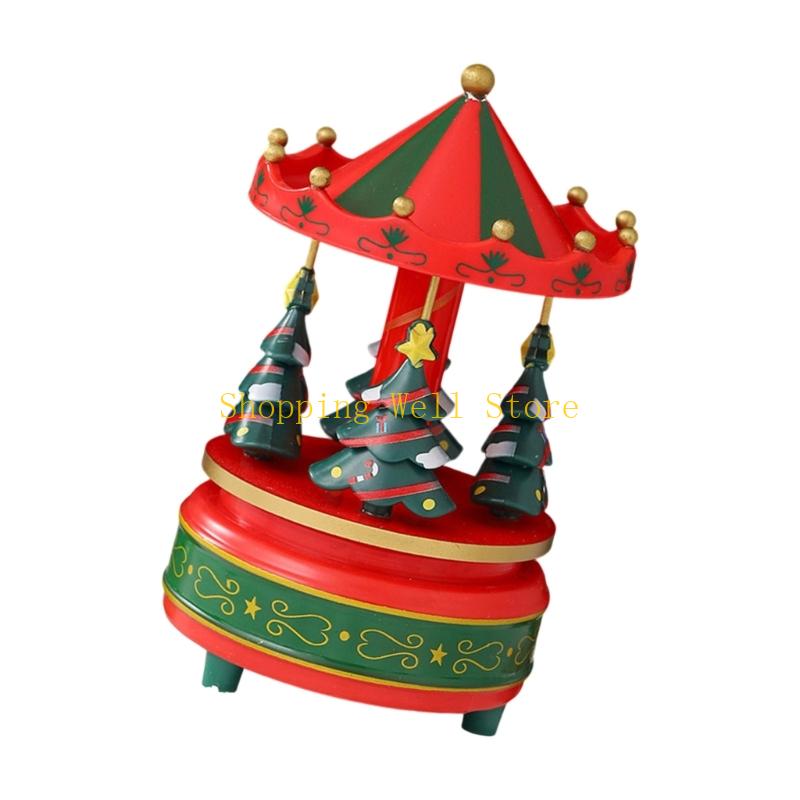 KX4B Rotating Holiday Music Box Christmas Tree Ornament Holiday Homes Decoration Gift