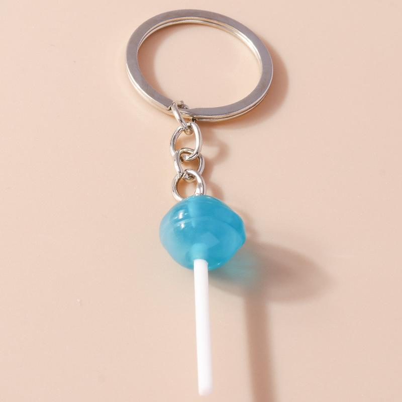 Cute Resin Candy Lollipop Keychain Mini 3D Simulation Food Key Rings for Women Girls Handbag Pendant DIY Kids Jewelry Gifts