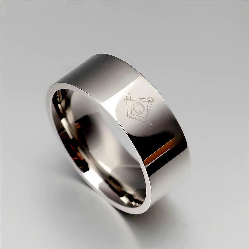 Masonic Titanium Steel Ring Men s Fashion Plain Ring Couple Ring Hand Jewelry no. 6