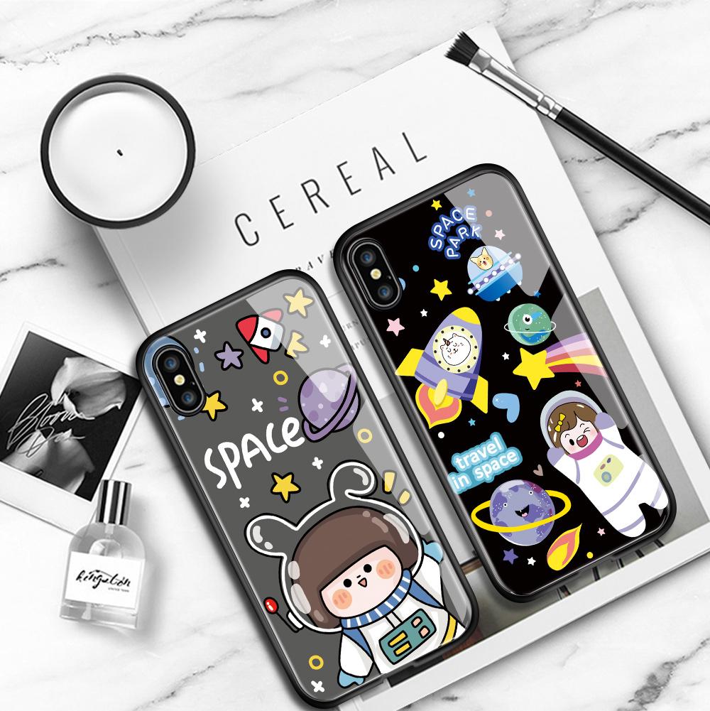 Чехол для телефона из глянцевого стекла для Honor X8 X9 X9a P20 P30 P40 P50 Pro Infinix Hot 12i 40i Smart 8 Pro Vivo V23e V25e Cartoon Moon Sun Space Planet