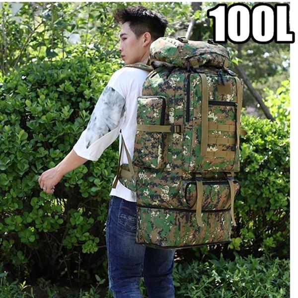 100L Multi-Color Large Capacity Travel Rucksack Outdoor Climbing Bag Waterproof Molle Camo Tactical Backpack Military Army Hiking Camping Backpack