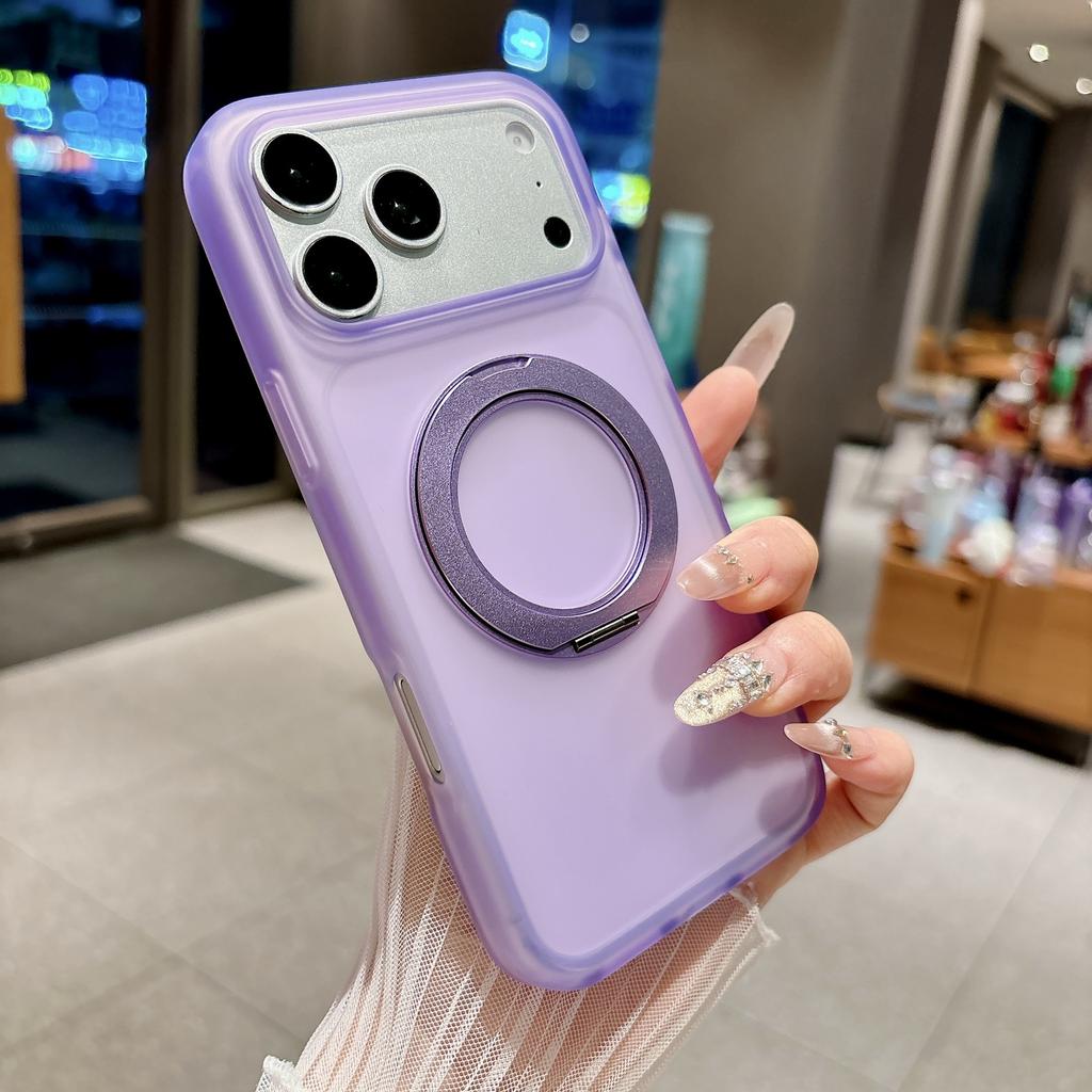 Applicable To iPhone17ProMax Ice Mist Magnetic Suction Bracket Mobile Phone Case Apple 16Pro Anti-drop 15 Protective Case