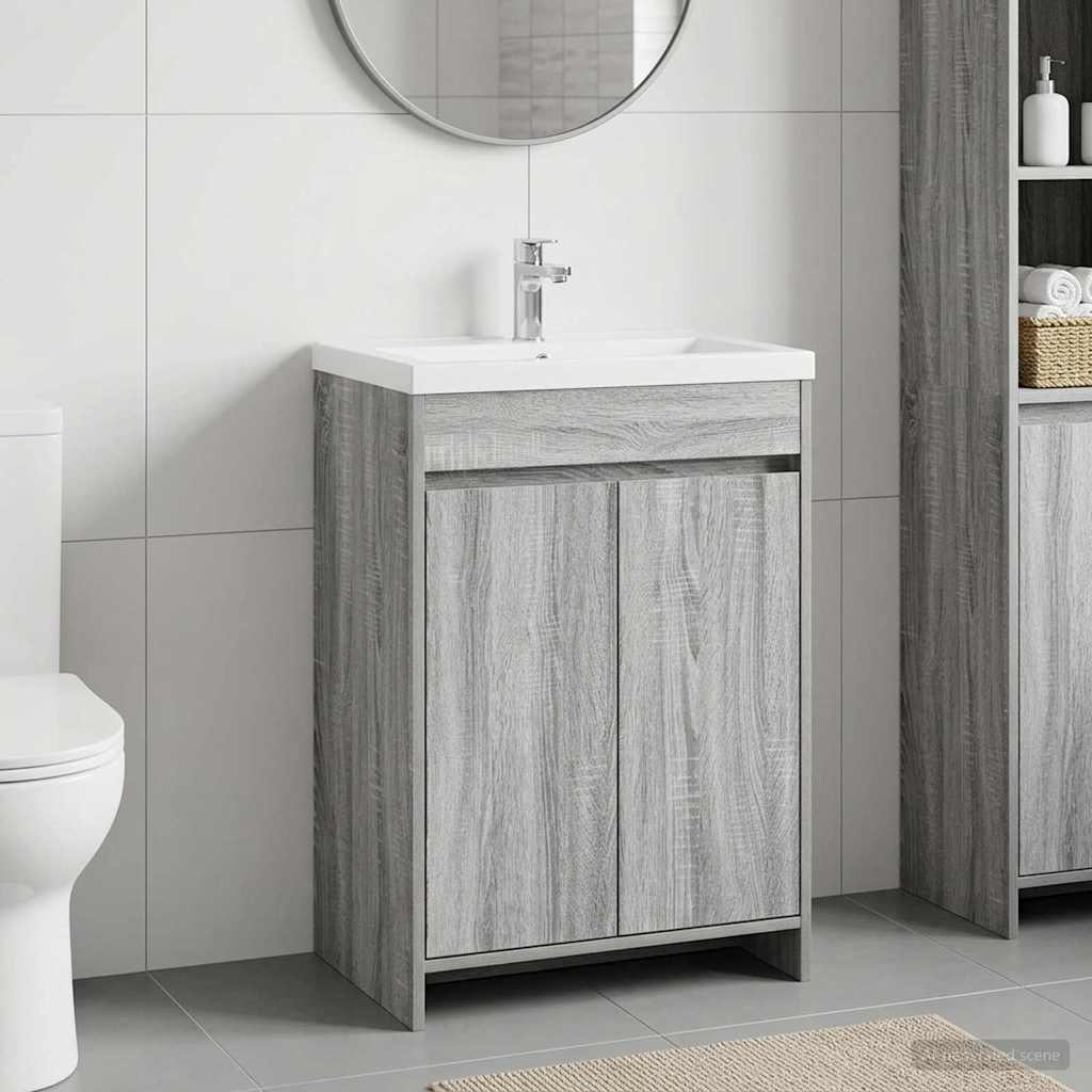 Bathroom Vanity Unit Grey Sonoma 56 x 37.5 x 81 cm Particleboard