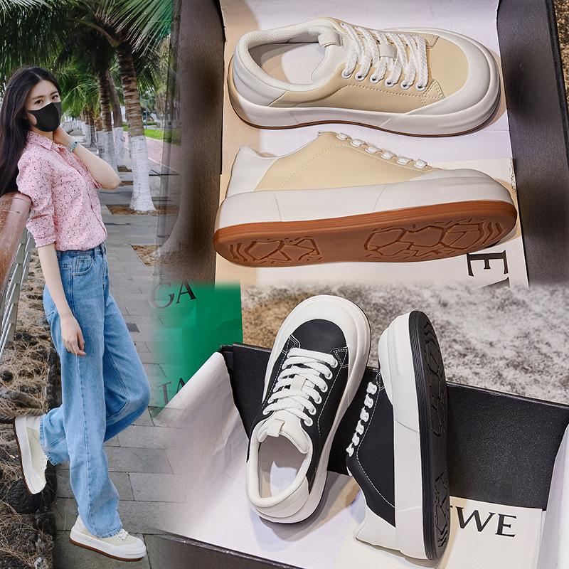 

Absorbent sole leather women s shoes spring 2025 new women s flat shoes casual height increase white shoes breathable board shoes 35 бежевый