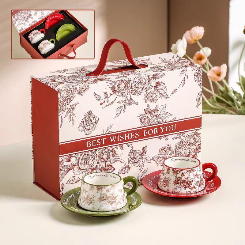 Shangqi Peony Stainless Steel Coffee & Tea Cup Set