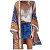 Damski letni swobodny, modny nadruk z rękawami, luźny, świąteczny, długi kardigan