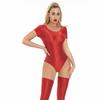 1 Stück Nylon High Cut Bodysuit Bikini Damen Einteiler Tanga Glänzender Badeanzug Leotard