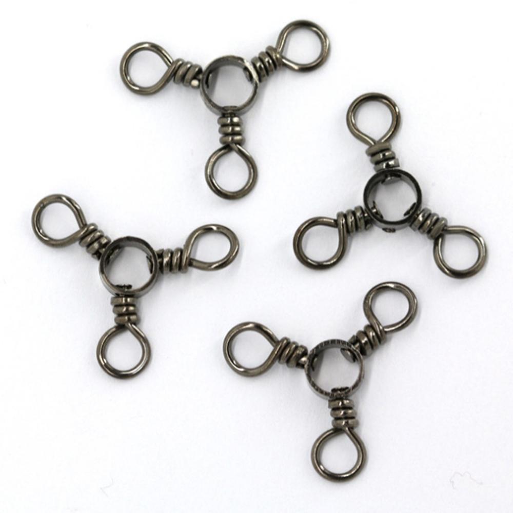 Swivel Hook Black Nickle Trigeminal Swivels Fishing Connector Three-way Swivel Fishing Swivels