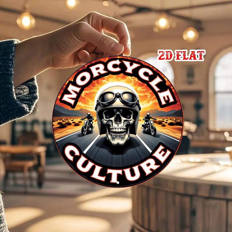 pc D Flat Wall Decoration Featuring Motorcycle Culture Skull Rider Design And Biker Lifestyle Theme This Durable Decor 20x20cm(8x8inch)