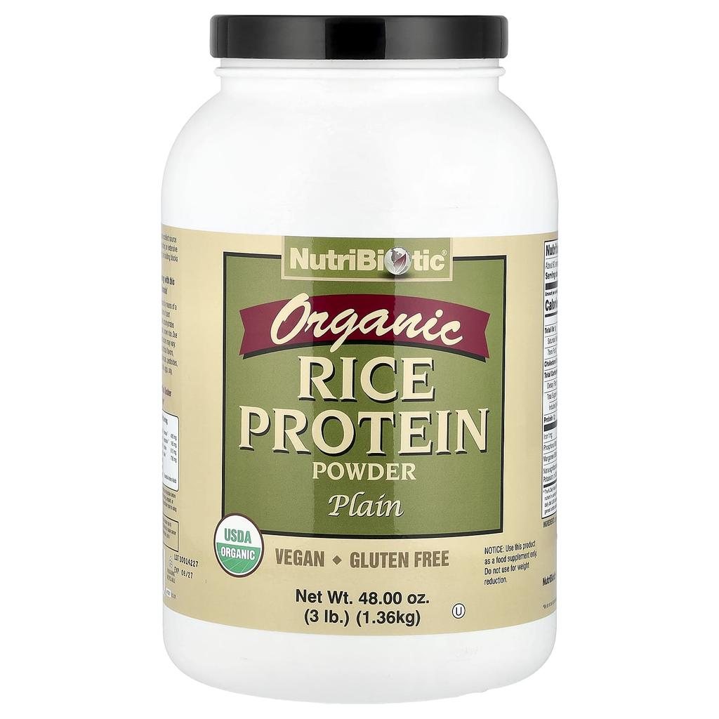Organic Rice Protein Powder, Plain, 1.36Kg(3Lb)