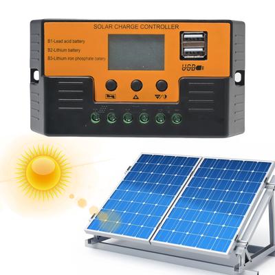 Solar Panel Charge Controller 12v 11.1v 12.8v with LCD Display USB Port Timer Setting for Gel Sealed Flooded and Lithium Battery