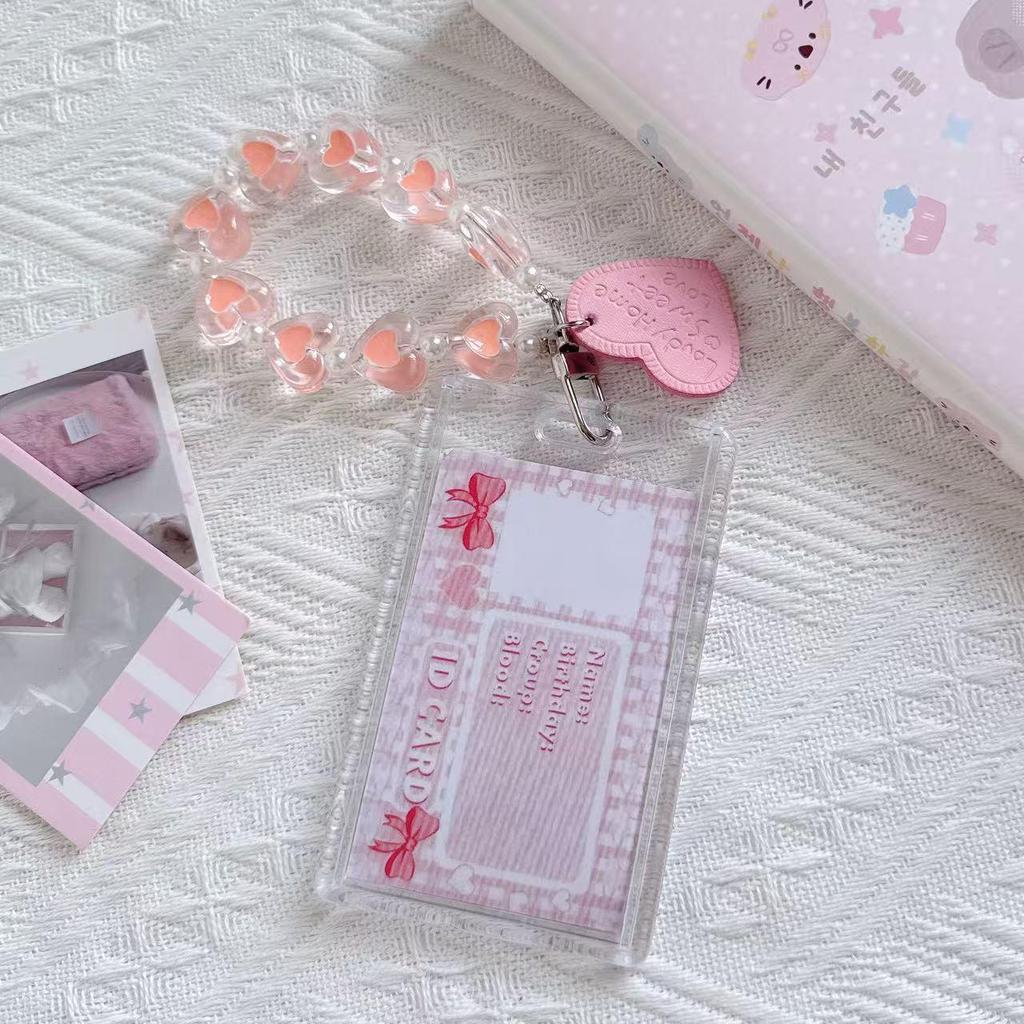 Transparent Heart Acrylic Keychain Card Holder for 3-Inch Instant Camera Photos