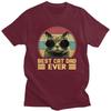 Custom Vintage Best Cat Dad Ever T Shirt for Men 100 Cotton Tshirt Short Sleeves Fathers Day Gift Tshirt Loose Fit Clothing