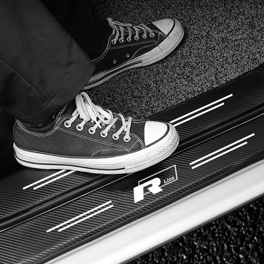 2026 Heiß Für VW VOLKSWAGEN Auto Einstiegsleisten Türschwellen Aufkleber Kofferraum Stoßstange Kratzschutzleisten für Volkswagen VW Rline R Line Polo Tour