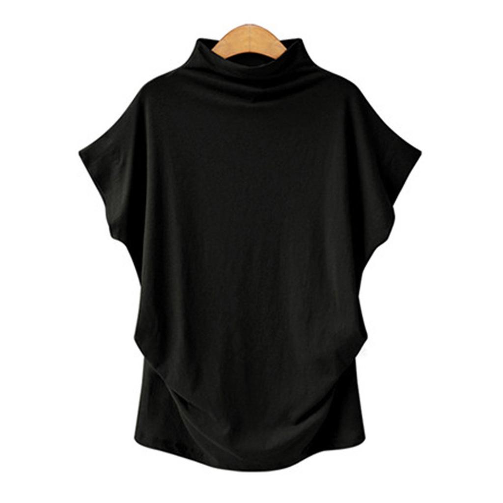 Women's Turtleneck Top Crewneck Short Sleeve T-shirt