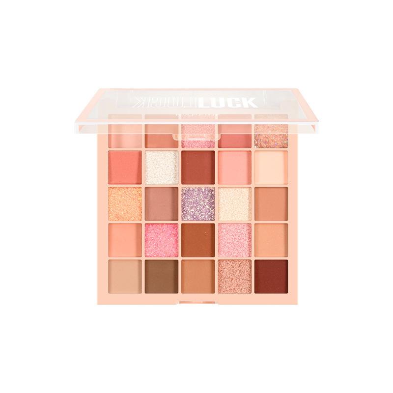 25-Color Lucky Magic Cube Eyeshadow Palette - Student-Friendly Earth Tones in Cement Gray and Misty Purple