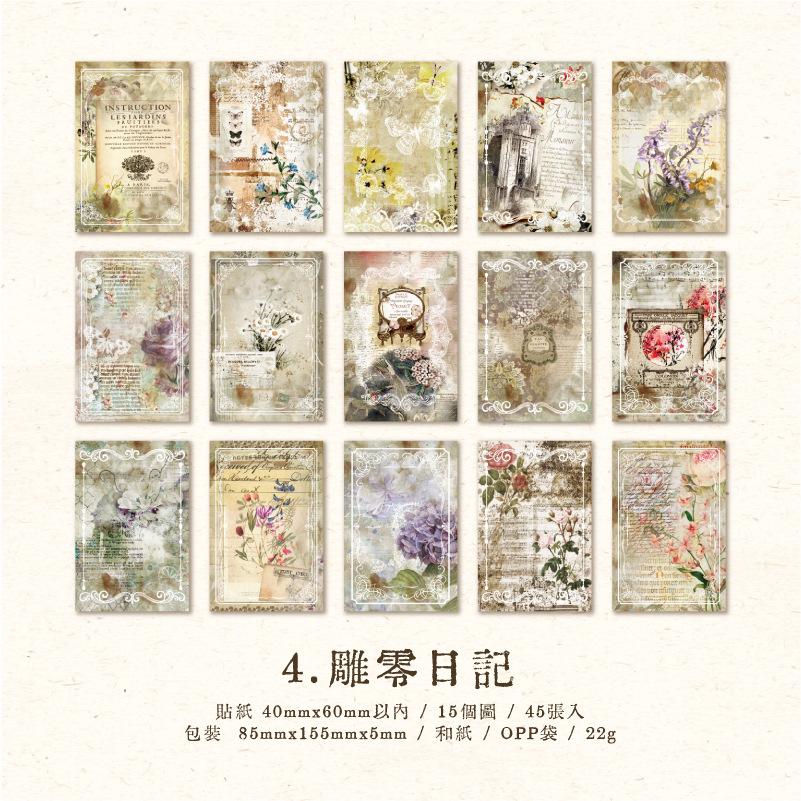 45 pcs Vintage material stickers pack decorative collage background paper material stickers Scrapbooking accessories