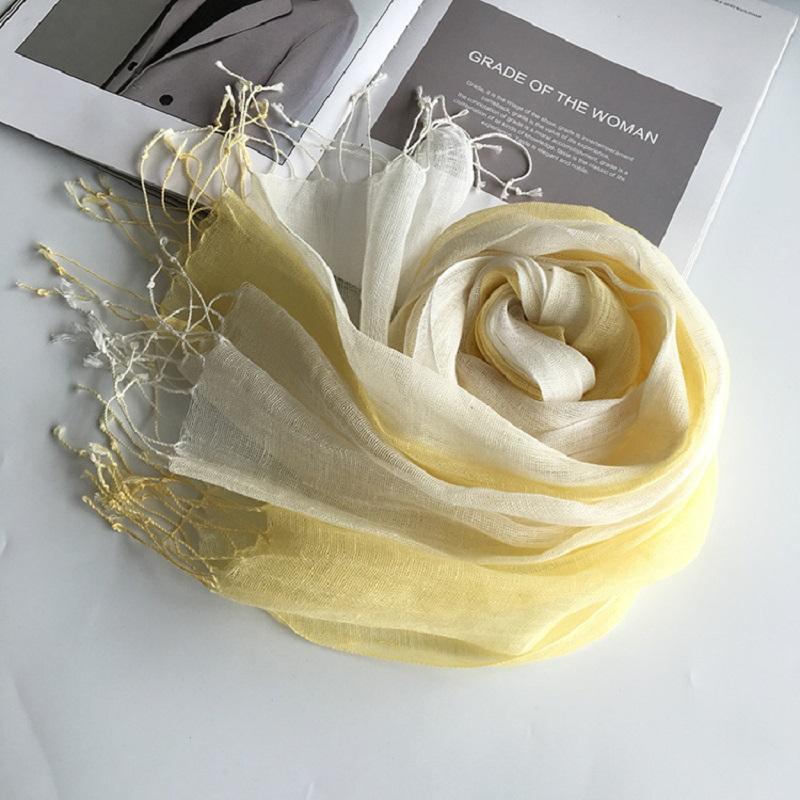 100% Linen Gradient Color SpringSummer Women'S Scarf