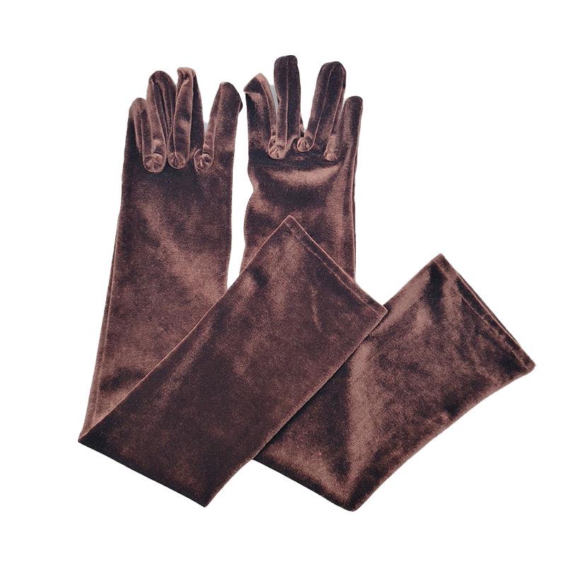 Gold Velvet Ladies' Long Retro Dance & Photography Gloves for Christmas