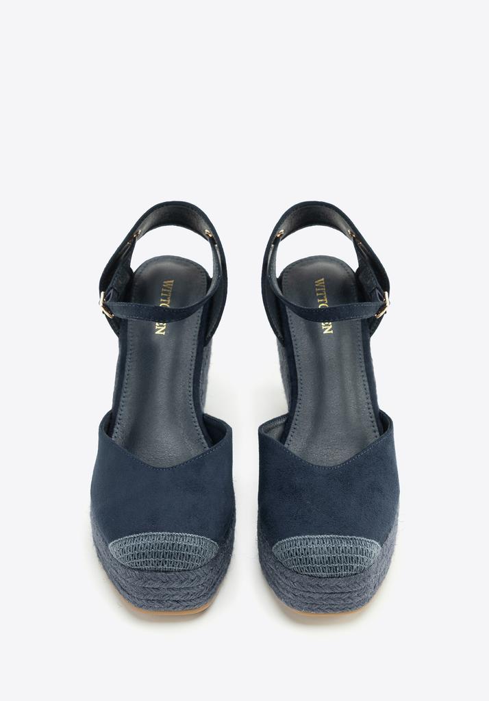 Espadrilles compensées à lacets pour femme Wittchen, Bleu marine, Matière synthétique