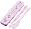 Skater Chopsticks and Spoon Set Bento Combo 18cm Pastel Bright Watercolor Flower Pattern Kuromi Girl Silent